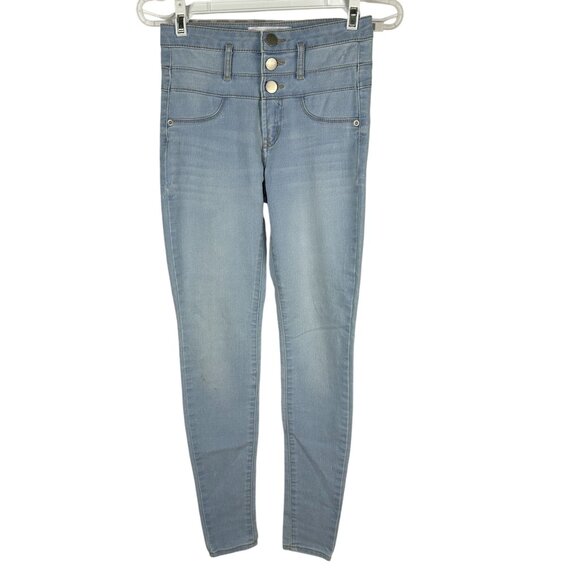 Light Wash High-Waisted Skinny Jeans No Boundaries Size 1 Stretch Denim - Picture 1 of 8
